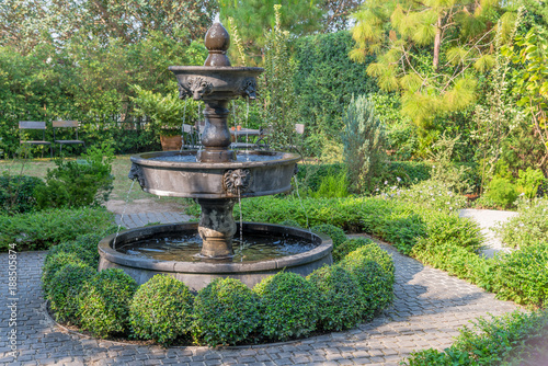 Beautiful fountain vintage style in the garden