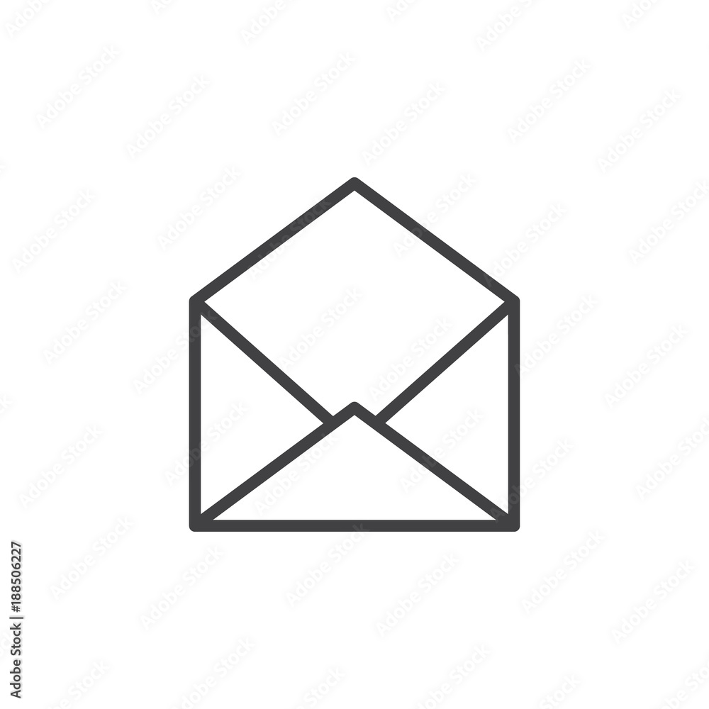 Open envelope line icon, outline vector sign, linear style pictogram isolated on white. Symbol, logo illustration. Editable stroke Open envelope line icon, outline vector sign, linear style pictogram isolated on white. Symbol, logo illustration. Editable stroke