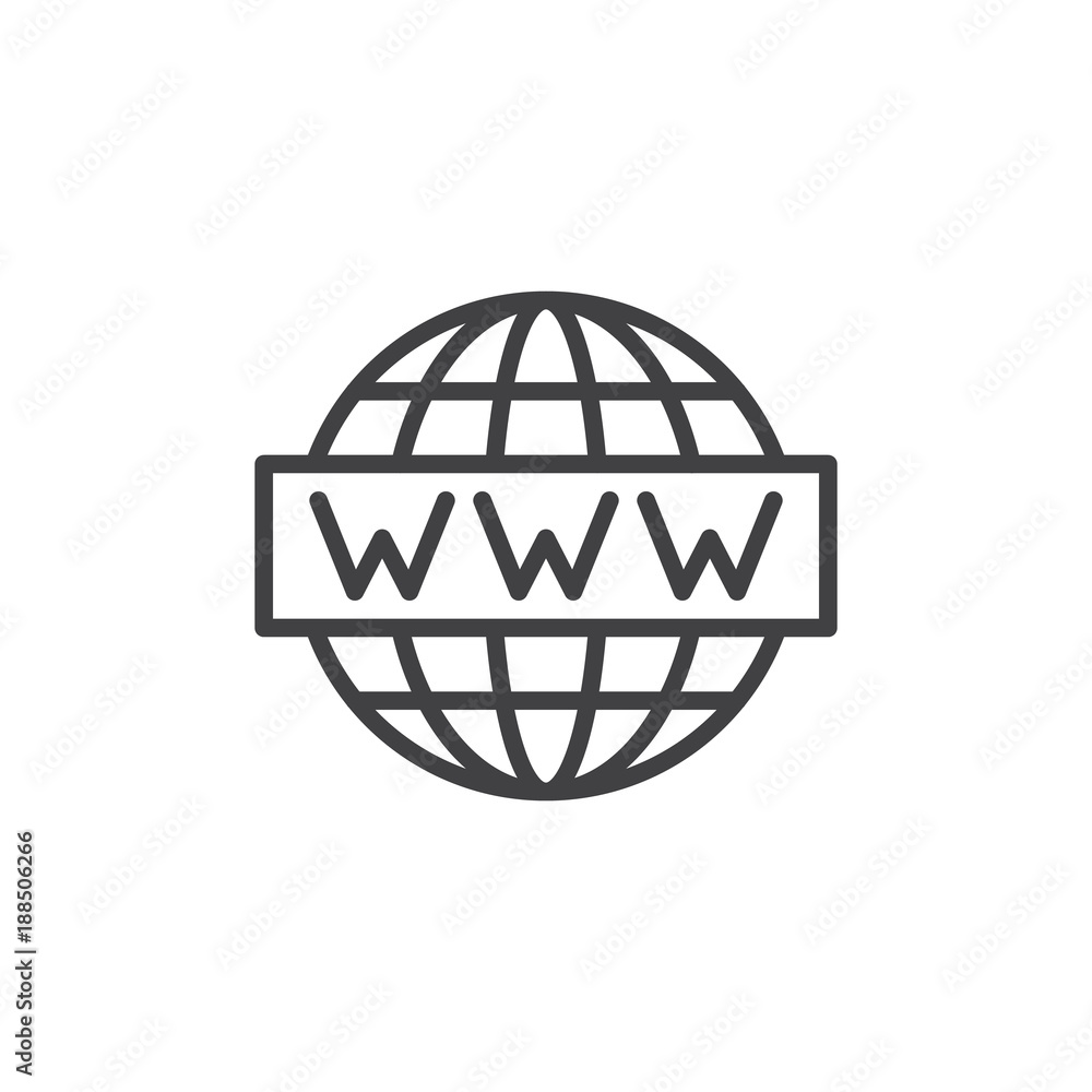 WWW website line icon, outline vector sign, linear style pictogram isolated on white. Internet symbol, logo illustration. Editable stroke WWW website line icon, outline vector sign, linear style pictogram isolated on white. Internet symbol, logo illustration. Editable stroke