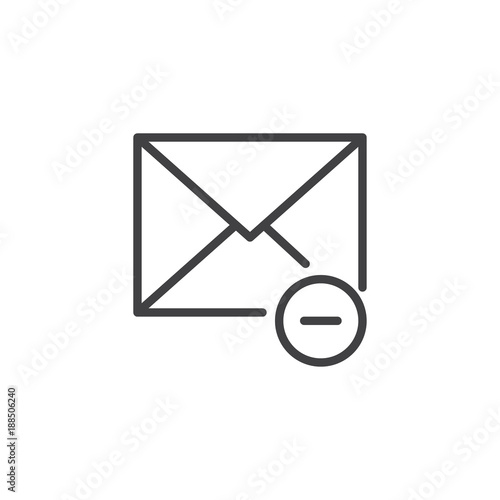 Mail remove line icon, outline vector sign, linear style pictogram isolated on white. Envelope with minus symbol, logo illustration. Editable stroke