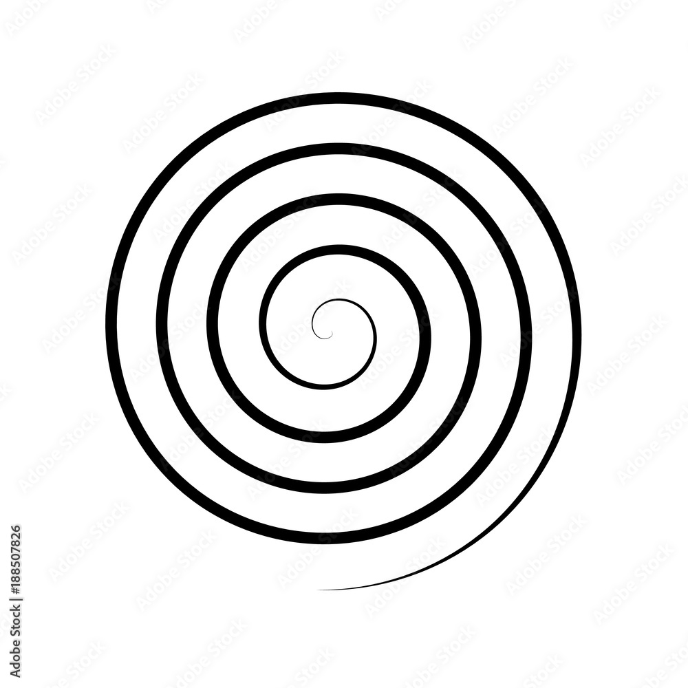 Thin black spiral symbol. Simple flat vector design element. Thin black spiral symbol. Simple flat vector design element.