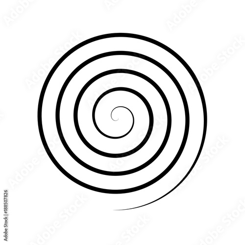 Thin black spiral symbol. Simple flat vector design element.