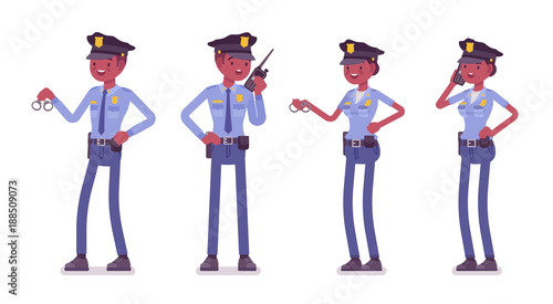 Young black police officers working
