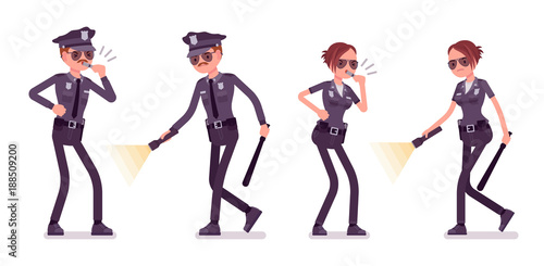 Young police officers investigating