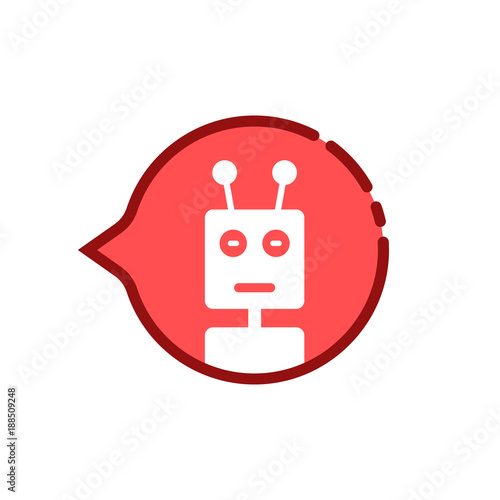 cartoon red speech bubble with chat bot