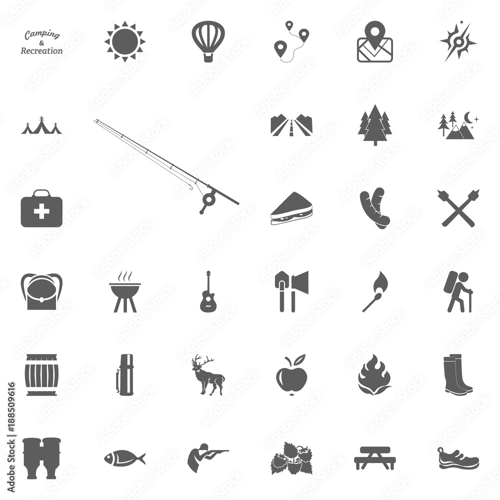 Fishing rod icon. Camping and outdoor recreation icons set Fishing rod icon. Camping and outdoor recreation icons set