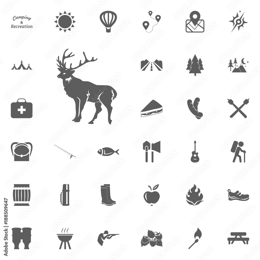 Obraz premium Deer icon. Camping and outdoor recreation icons set