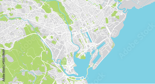 Urban vector city map of Cardiff, Wales