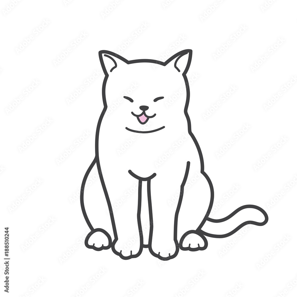 Doodle outline cat icon Royalty Free Vector Image