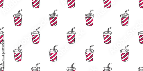 Cup Seamless Pattern vector  juice cup soda coffee tea isolated wallpaper background