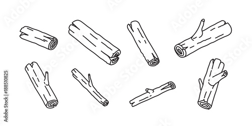 Wood branch vector icon firewood logo doodle illustration