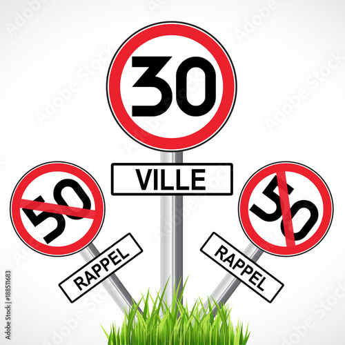 panneau passage de 50 à 30 km/h en ville