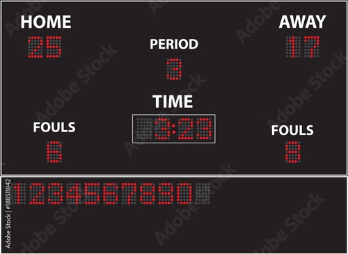Universal black score board for different type of sport like basketball, hockey and other 