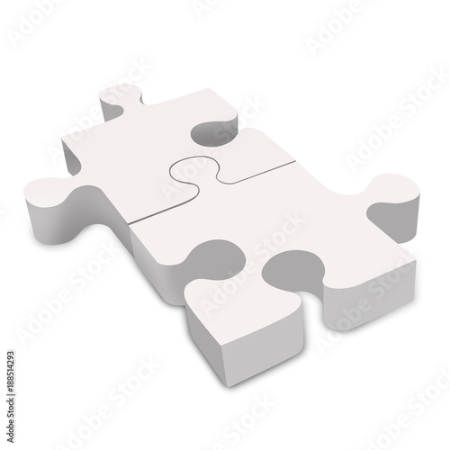 Jigsaw puzzle two pieces, Solutions and Teamwork concept isolate on white background
