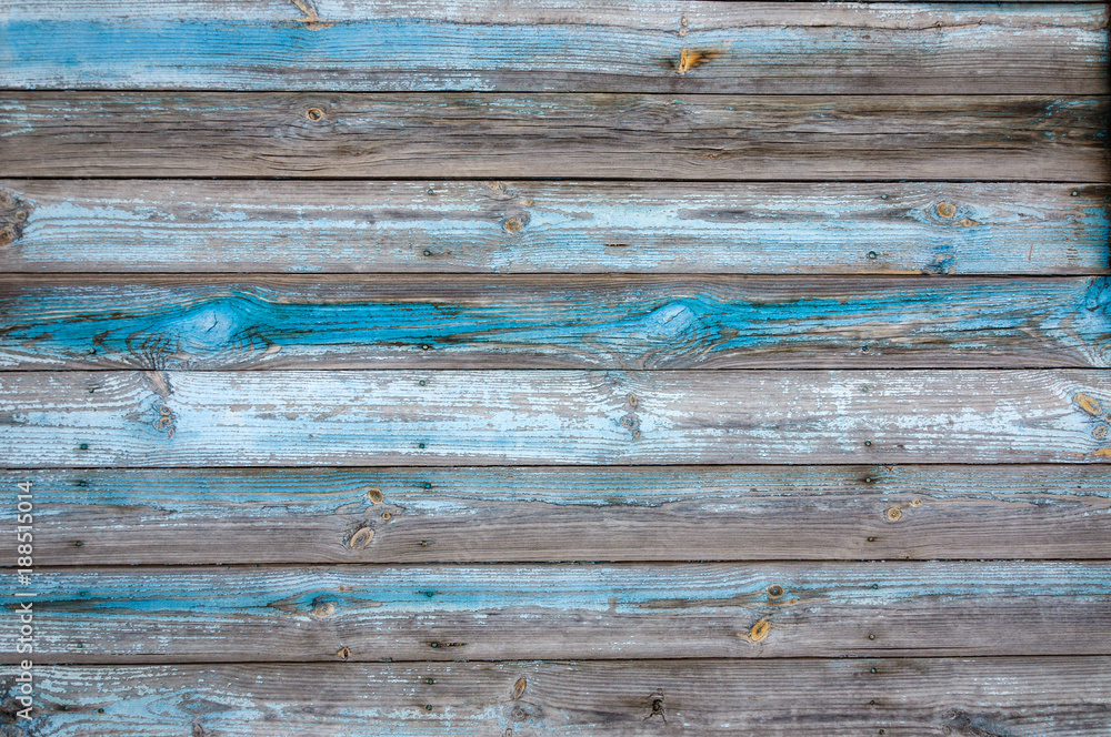 Obraz premium Texture horizontal wood cladding house with shabby blue paint.