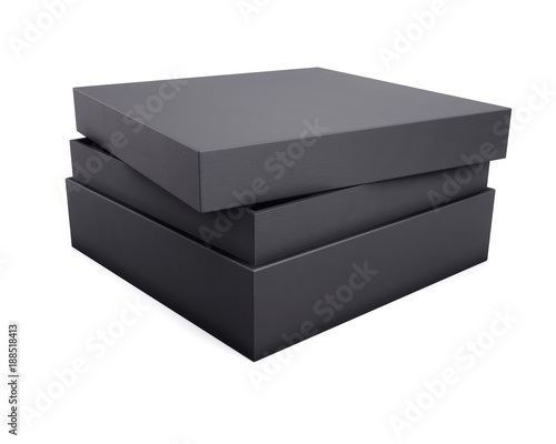 Realistic black box on a white background for your design. 3d rendering
