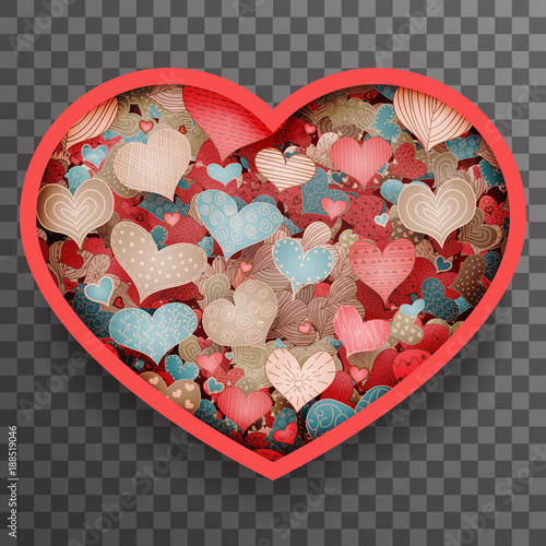 Valentine Day Romantic Love Doodle Hearts Frame Vector Illustration