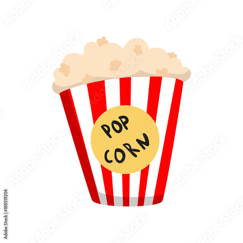 Popcorn in striped bucket cartoon vector Illustration