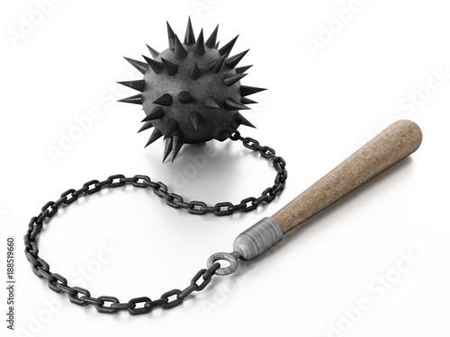 Chaines mace isolated on white background. 3D illustration