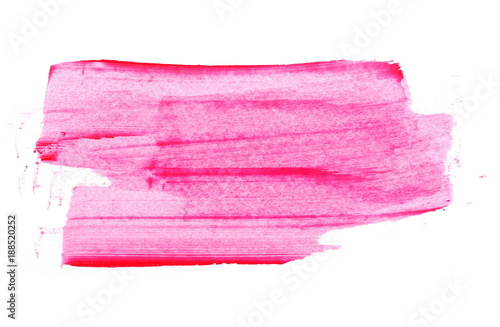 Red grunge brush strokes oil paint isolated on white background