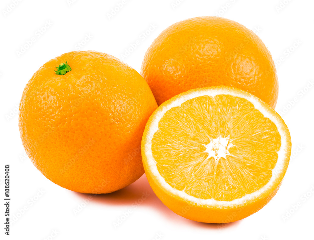 Fresh orange fruit with slice isolated on white Fresh orange fruit with slice isolated on white