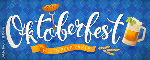 Oktoberfest beer party template. Vector illustration.