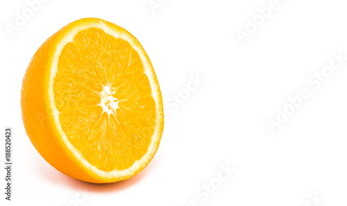 half of orange isolated on a white background  with copy space