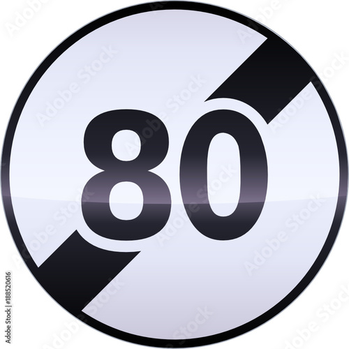 Panneau de fin de limitation de vitesse à 80 (détouré)