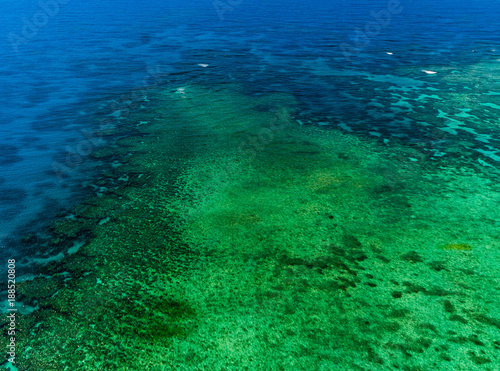 Aerial view of Moore Reef on the outer Great Barrier Reef in Australia