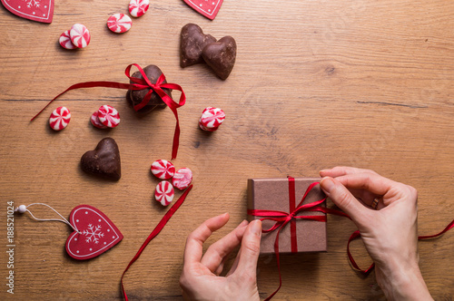 Valentine's day decoration, Hearts, candy’s and gift