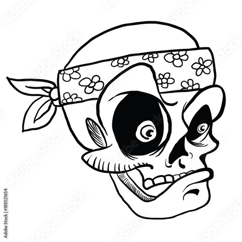 skull wearing bandana black