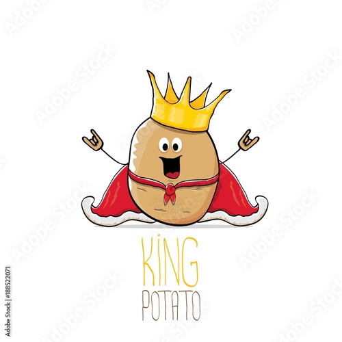 vector funny cartoon cool cute brown smiling king potato