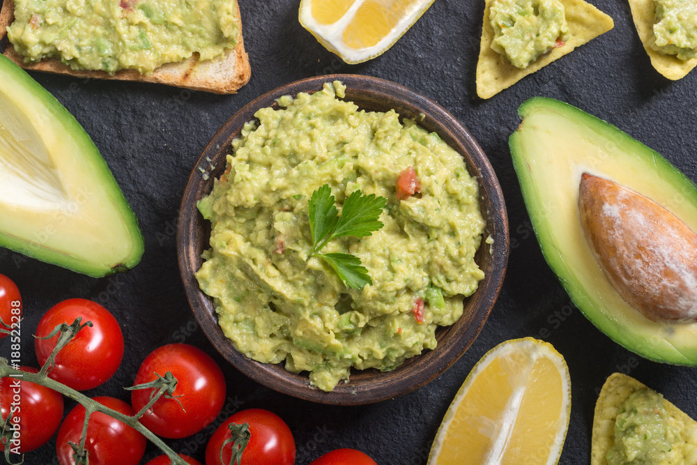 Guacamole with ingredients Guacamole with ingredients