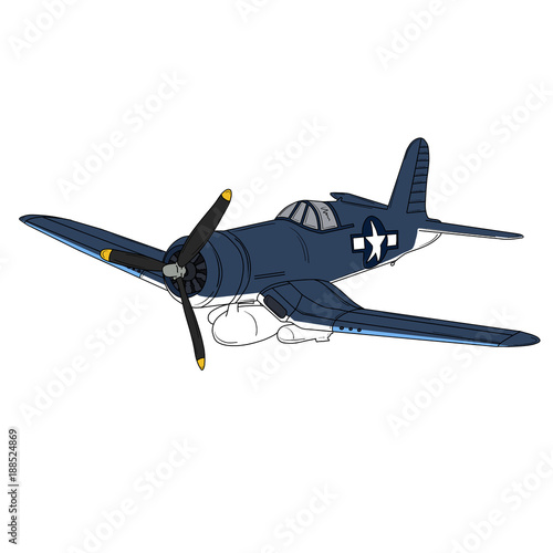 Original color computer illustration of a vintage WW2 fighter aircraft.