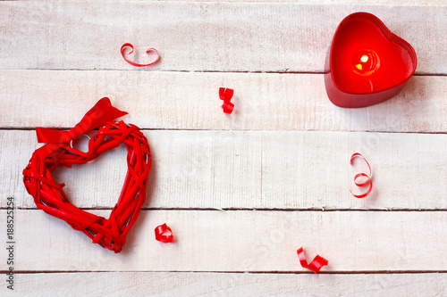 valentine's day background, wicker heart, candle