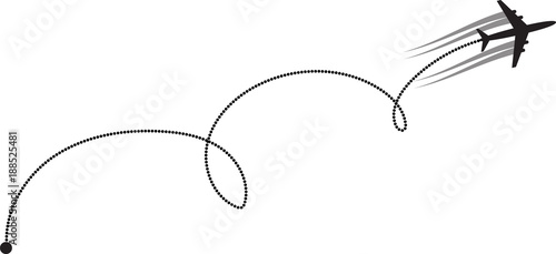 Vector illustration of track of plane on white background