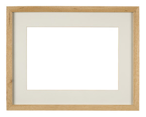 Empty picture frame, light oak wood with mount