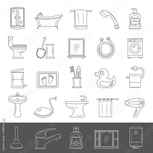 Line Icons - Bathroom Equipment and Accessories