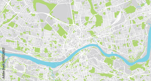 Urban vector city map of Newcastle, England