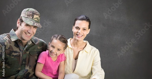 Military Family with grey background