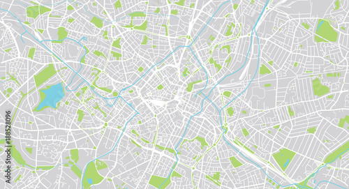 Urban vector city map of Birmingham, England photo