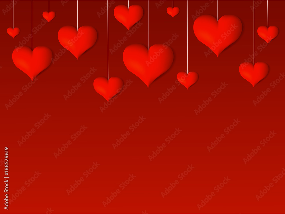 Saint Valentine's Day background with realistic hearts for postcard or your designs. 