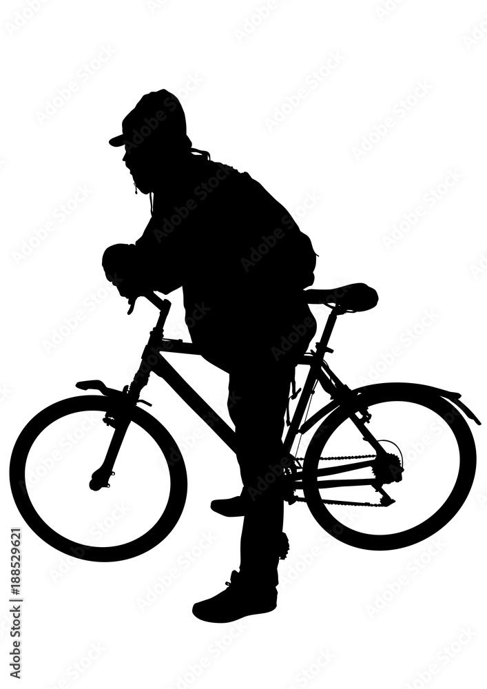 Obraz premium Sport people whit bike on white background