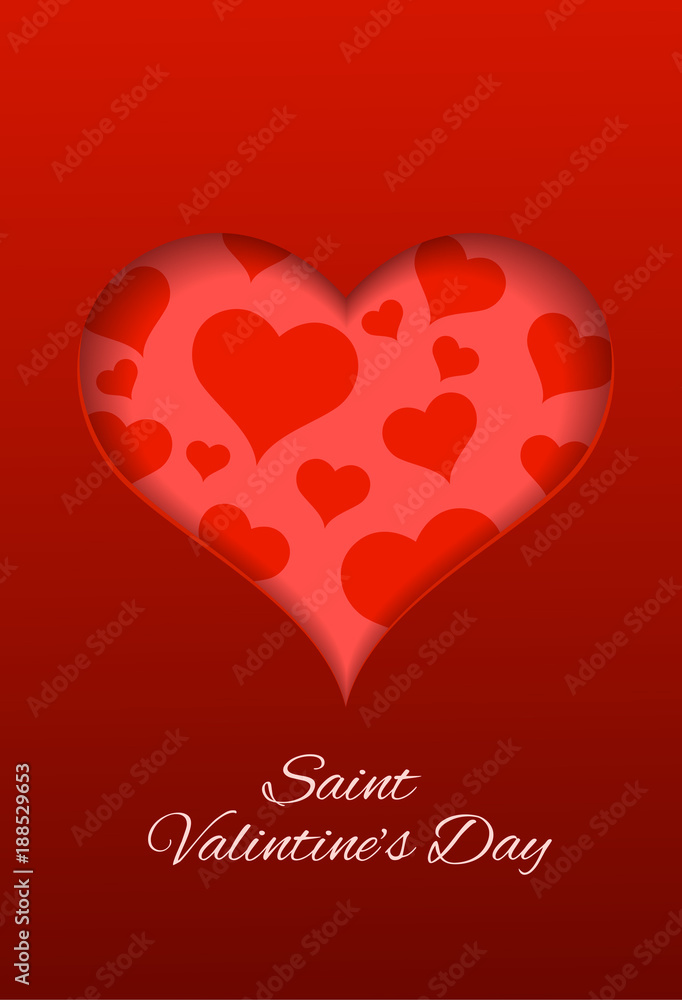 Saint Valentine's Day. Postcard with heart in paper style. Vector