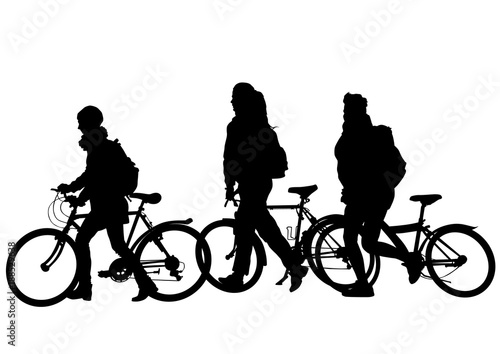 Sport people whit bike on white background