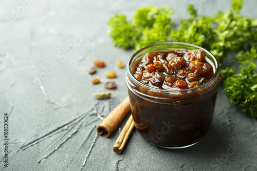 Fruit chutney with spices photo