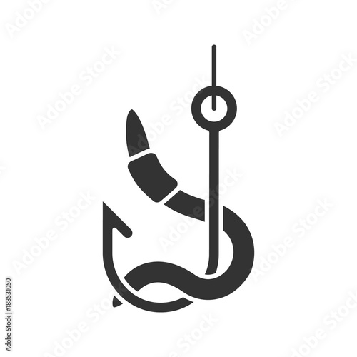 Worm on hook glyph icon