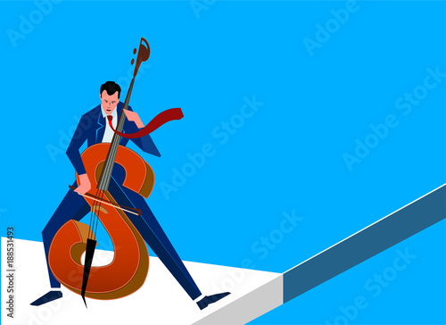 Businessman is playing on dollar, currency market. Concept business illustration.