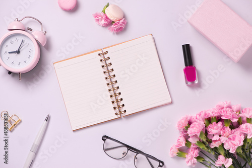 Mockup planner flat lay. Accessory on the table. View top. Events and party desktop.