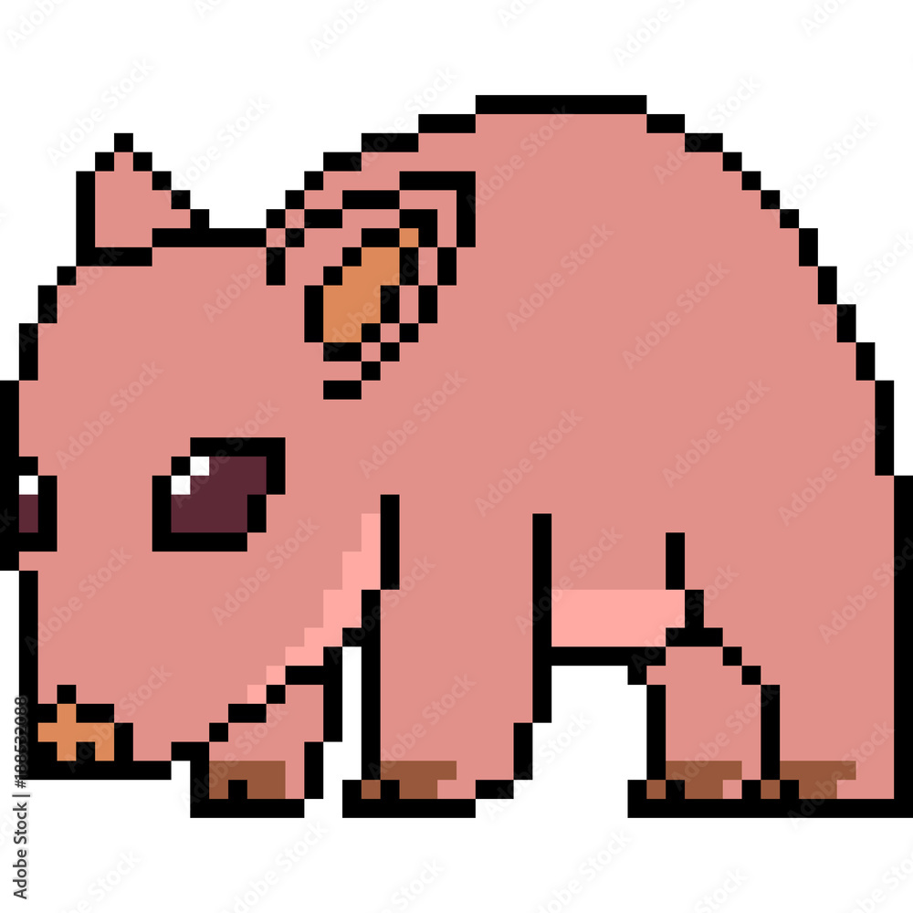 vector pixel art pig baby